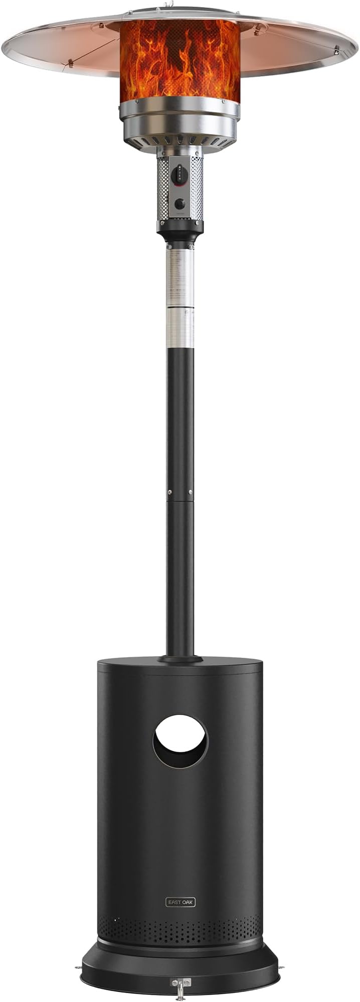 50,000 BTU Patio Heater for Outdoor Use with Round Table Design, Double-Layer Stainless Steel Burner, Wheels, Triple Protection System, Outdoor Heater for Home and Residential, Black
