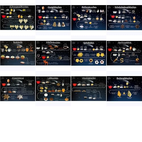 Komplett-Set "Weihnachtsgebäck auf 12 Rezept-Postkarten"