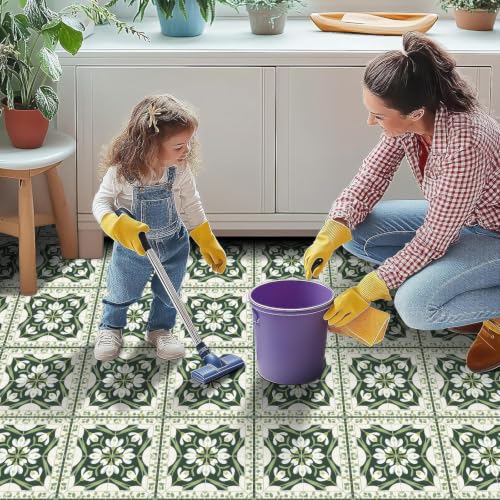 Image of Moroccan Tile Stickers | Waterproof Self Adhesive Peel & Stick Tile Decals for Kitchen Backsplash, Bathroom Wall, Floor, Furniture & Glass (4x4 Inch, Design 34)