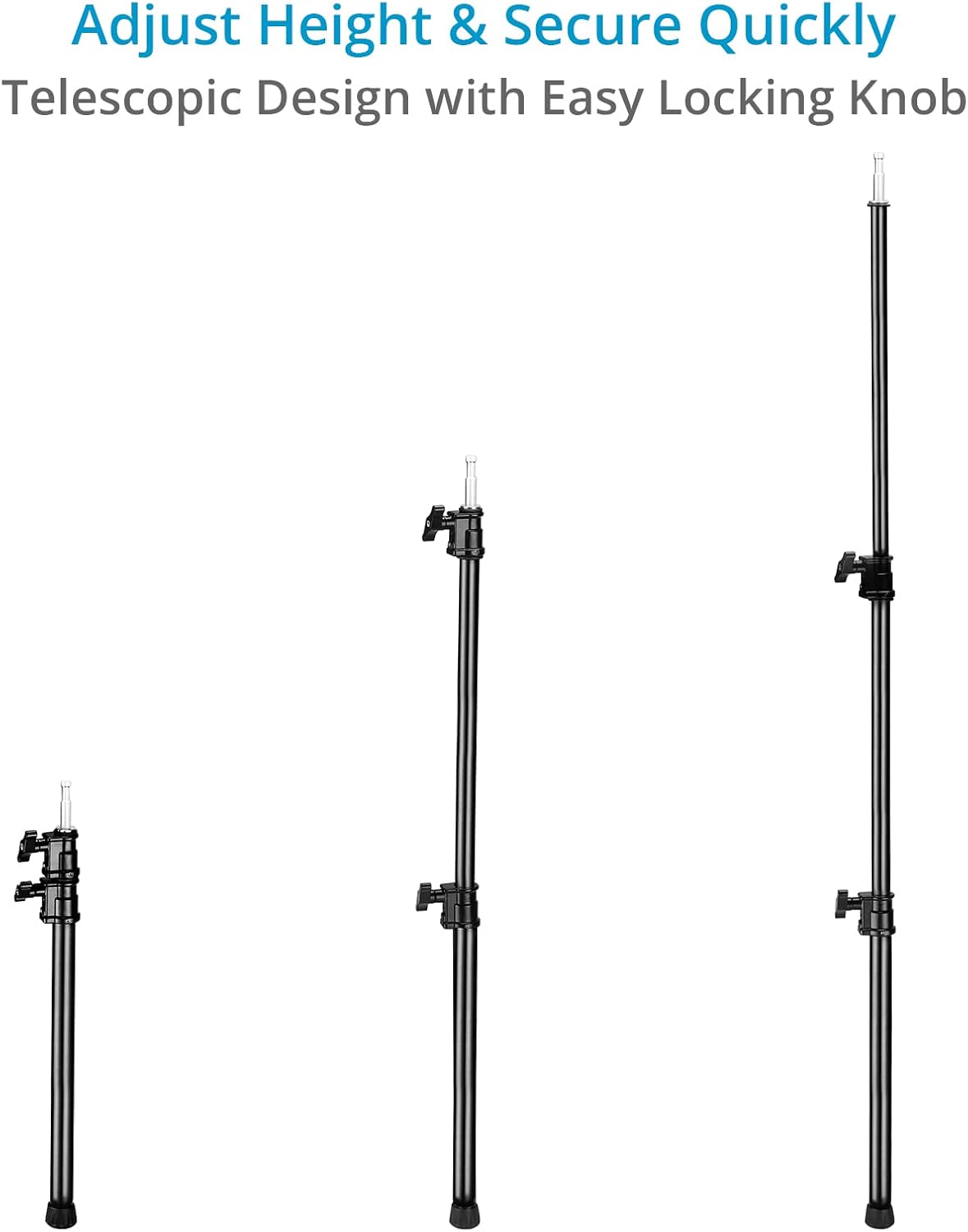 PROAIM 2-Stage Support Pole for Camera Sliders w 5/8” Baby Pin Receiver Ends. Prevents Slider Flex & Wobble, Telescopic w Easy Locking Knobs. Non-Slip Rubber Foot, up to 40kg/90lb Payload (P-SUPL-01)