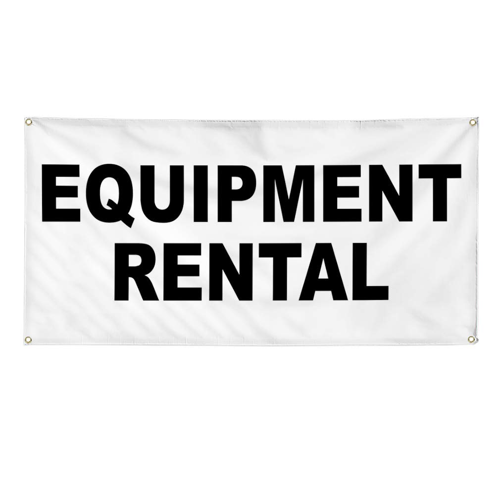 Vinyl Banner Multiple Sizes Equipment Rental Black Business Outdoor Weatherproof Industrial Yard Signs 8 Grommets 48x96Inches