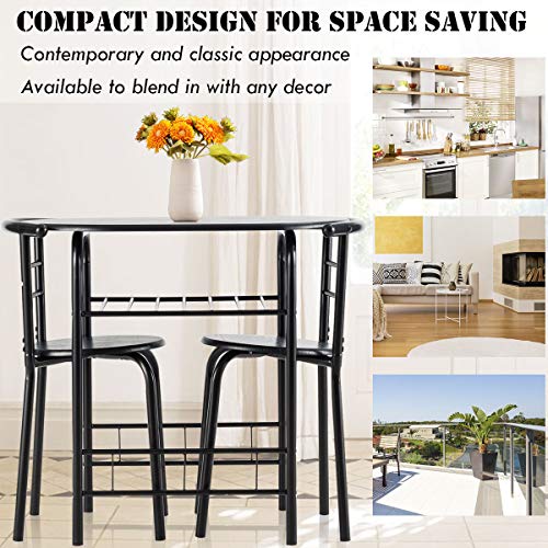 image for Giantex 3 Piece Dining Set Compact 2 Chairs and Table Set with Metal F