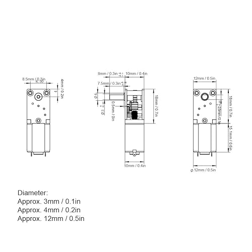 Miniatura 3 de DC Brush 6V Mini motor de engranajes, motor de engranaje helicoidal Micro Turbo Motor reducido 1218GEN20 (DC 6V 70RPM)