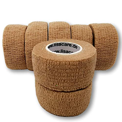 Miscela colorata 7 pezzi LisaCare bendaggio per gesso, cerotti per dita, cerotti a rullo, cerotti elastici Cerotti per bambini senza adesivo e senza lattice (beige)