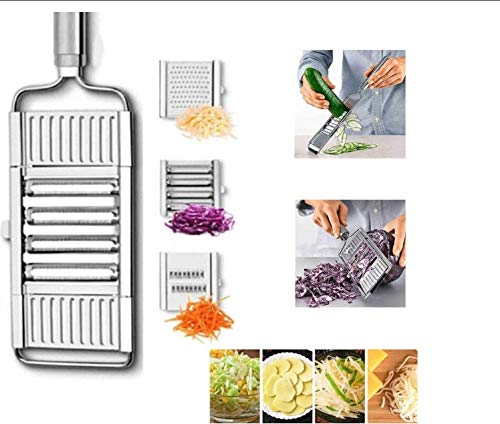 4 in1 Gemüsehobel Mehrzweck Gemüseschneider Edelstahl-Reibenschredder Obstkartoffelschäler Karottenreibe Küchenzubehör