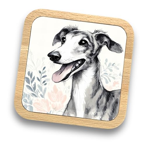 Whippet - Posavasos de madera con idea de regalo, más de 20 razas disponibles. Regalo para papá, mamá de perro, amantes, propietarios, paseadores, peluqueros, regalo ideal con temática de perros para Whippet - Posavasos de madera con idea de regalo, más de 20 razas disponibles. Regalo para papá, mamá de perro, amantes, propietarios, paseadores, peluqueros, regalo ideal con temática de perros para