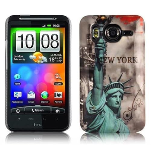 cadorabo - Etui Coque Rigide > HTC Desire HD < – Case Cover Bumper Design: Statue DE LA Liberte
