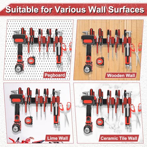 VeyFolzin.st Wandmontierter Werkzeug Organizer für schraubenzieher, Zangen Wandregal Zangenhalter Werkzeugträger, Werkzeugständer Kleiner Werkzeug für Werkstatt Schuppen Garage Zuhause (Schwarz 1PC)