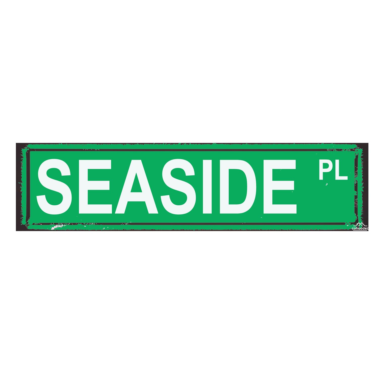 Seaside Place Metal Sign - 4x16 Inch Rustic Coastal Wall Art - Vintage Beach Street Sign for Oceanfront Homes & Cottages