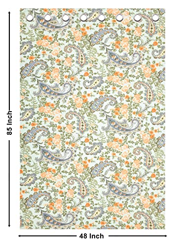 Image of LINENWALAS Cotton Curtains Set of 2, Canvas Window Curtains for Home Decor, Hangs Elegantly with Back Loops (4.5ft x 5 ft,) Spring Paisley