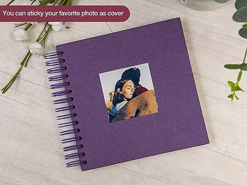 potricher 20,3 x 20,3 cm DIY Scrapbook Fotoalbum 80 Seiten dickes Kraftpapier blanko lila Papier Erinnerungsbuch für Hochzeit und Jahrestag… – Ansicht 2