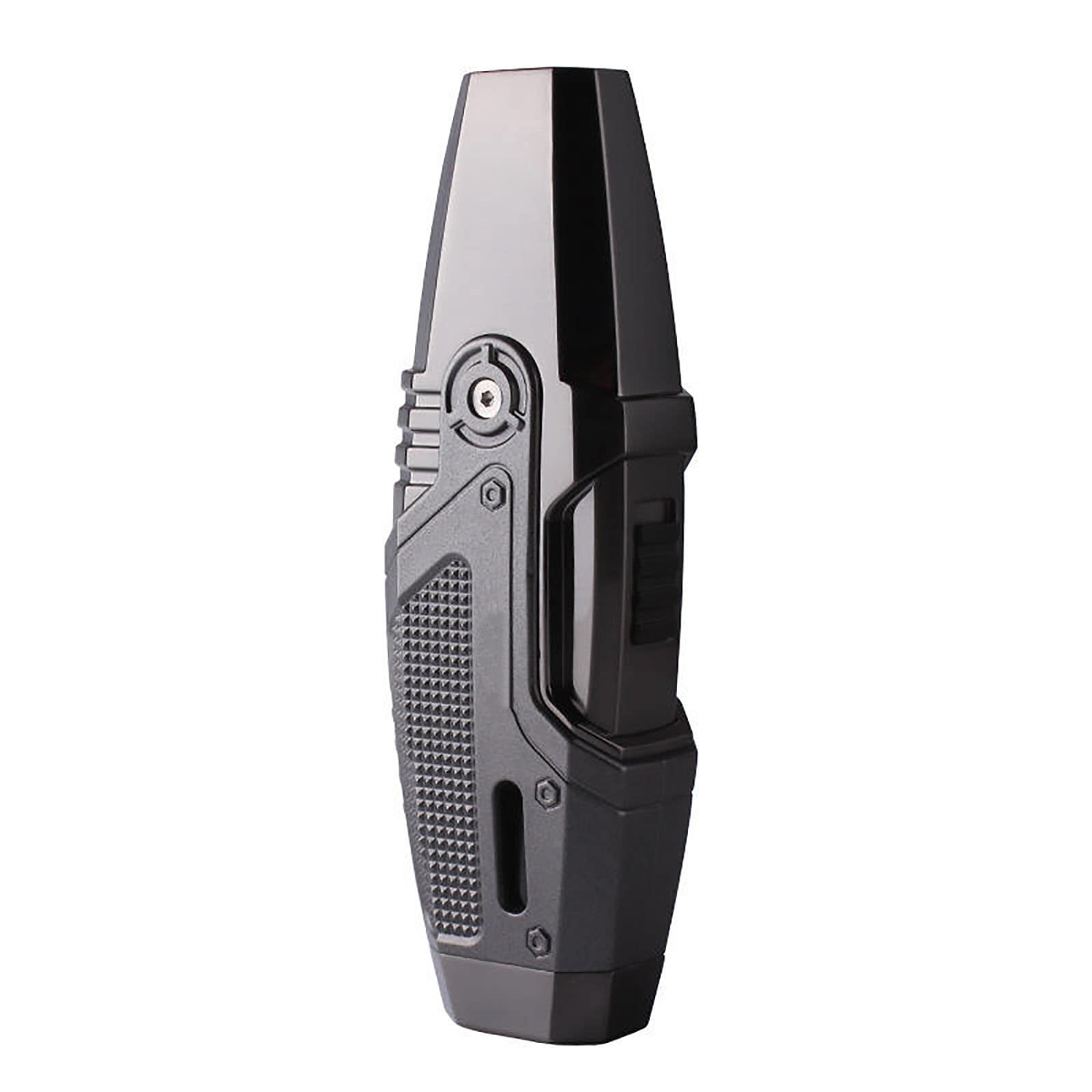 Encendedor de Cigarros Jet Torch Recargable de Butano 2 Encendedor de Llama Azul a Prueba de Viento con Bloqueo contra Incendios y Ventana Visible,Gold,135 * 41mm