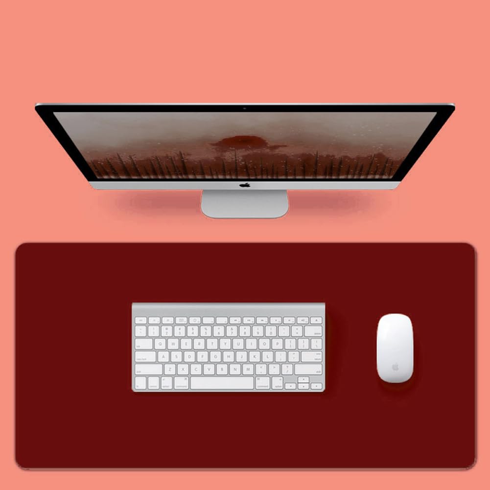 PU Leather Desk Mat Office Waterproof Desk Pad,Non-Slip Laptop Mat Table Mat Desk Writing Pad,Easy Clean Desk Protector for Office Home School (Red,120x60cm)