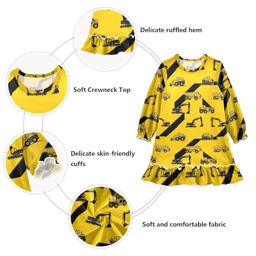 Soft Velvet Long Sleeve Dress for Girls,Stretchy Loose Fit, Knee Coverage & Ruffle,Ideal for Daily Wear 3-10T3