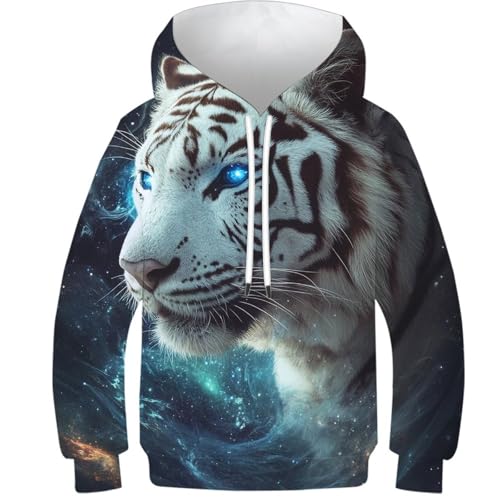 Sweat à capuche 3D tigre galactique pour ado de 13-15 ans