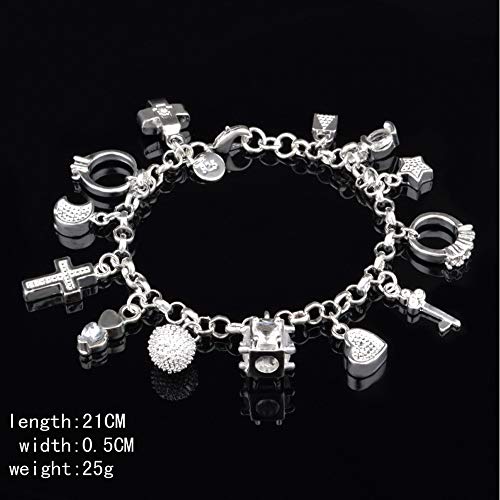 Aeora S925 Silver Thirteen Hanging Pieces Bracelet for Women Gift Bracelets & Bangles Jewelry3