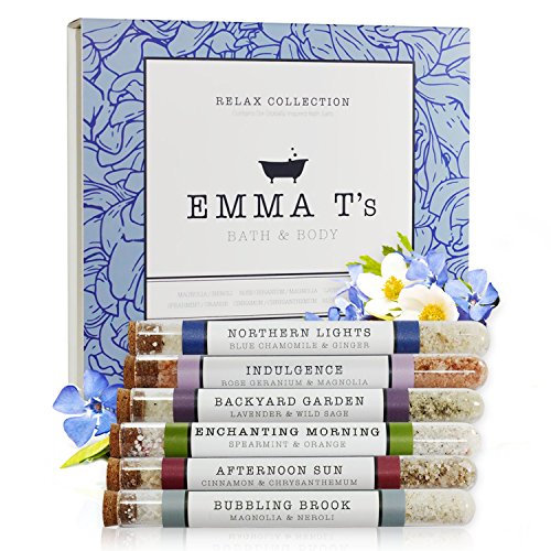 Emma T's Relaxation Bath Salts for Women - Best Birthday Gifts for Women - 6 Baths - Relax Collection