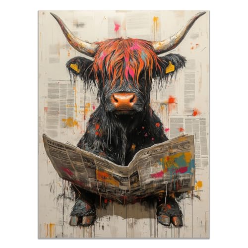 Toiles maison noir 85 impression moderne grand format vache journal 70x100
