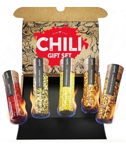 TIMBER TASTE® Chili & Hot Spice Sampler - 5 Scoville-Rated Seasoning Blends | seasoning gift set | spices gift set | fathers day gift for him | chili starter | spice kits | spicy gifts for him
