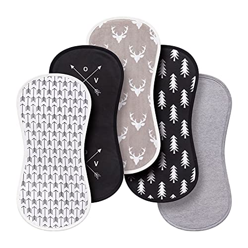 Image of Little Tots Burp Cloths 100% Cotton Baby Burp Set, Absorbent & Soft Burping Cloth Newborn Towel for Newborns & Babies Boys & Girls Unisex 5 Pack (Buckhorn)