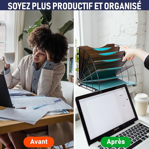 Organisateur de bureau en éventail 6 compartiments modulables - 6