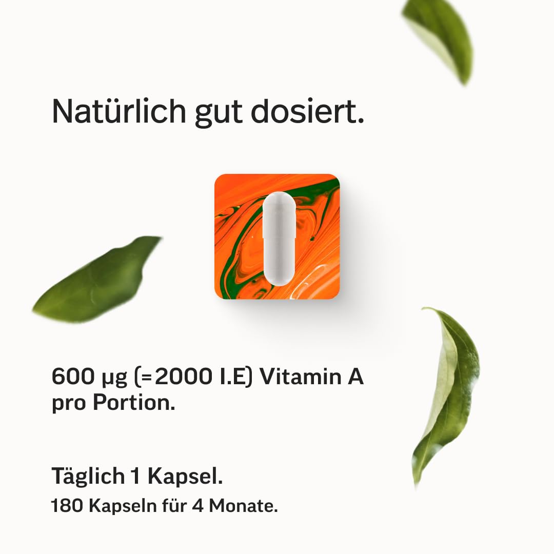 edubily® Vitamin A Retinol - Vitamin A Kapseln als Retinol für die tägliche Ergänzungsroutine - mit 2000 I.E. Retinylacetat pro Kapsel - Laborgeprüft - 1 Kapsel täglich (180 Kapseln, vegan)