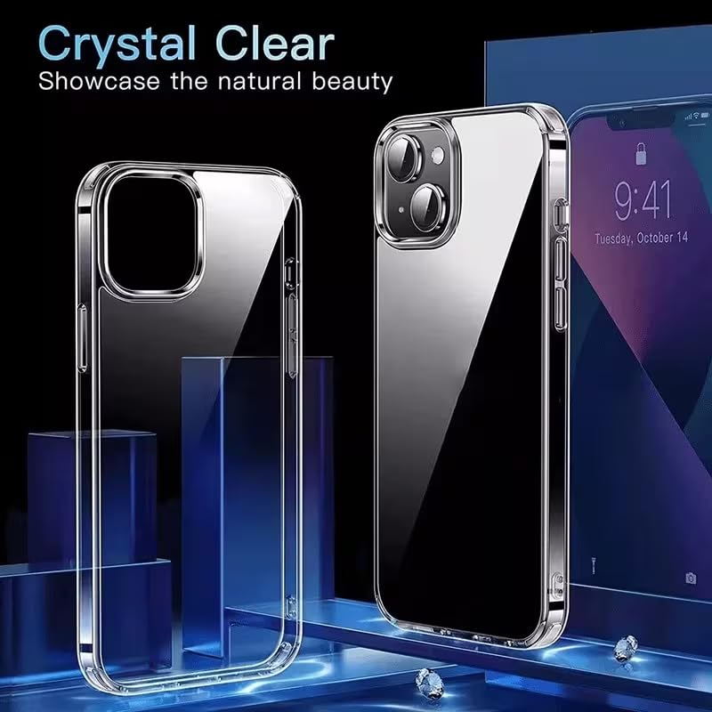 Image of DIZORO Crystal Clear Back Case Cover for iPhone 13 / iPhone 14 Non Yellowing Transparent Cover |Hard Back Cover Clear Case for iPhone 13 / iPhone 14 with Anti-Yellow (PC, Transparent)