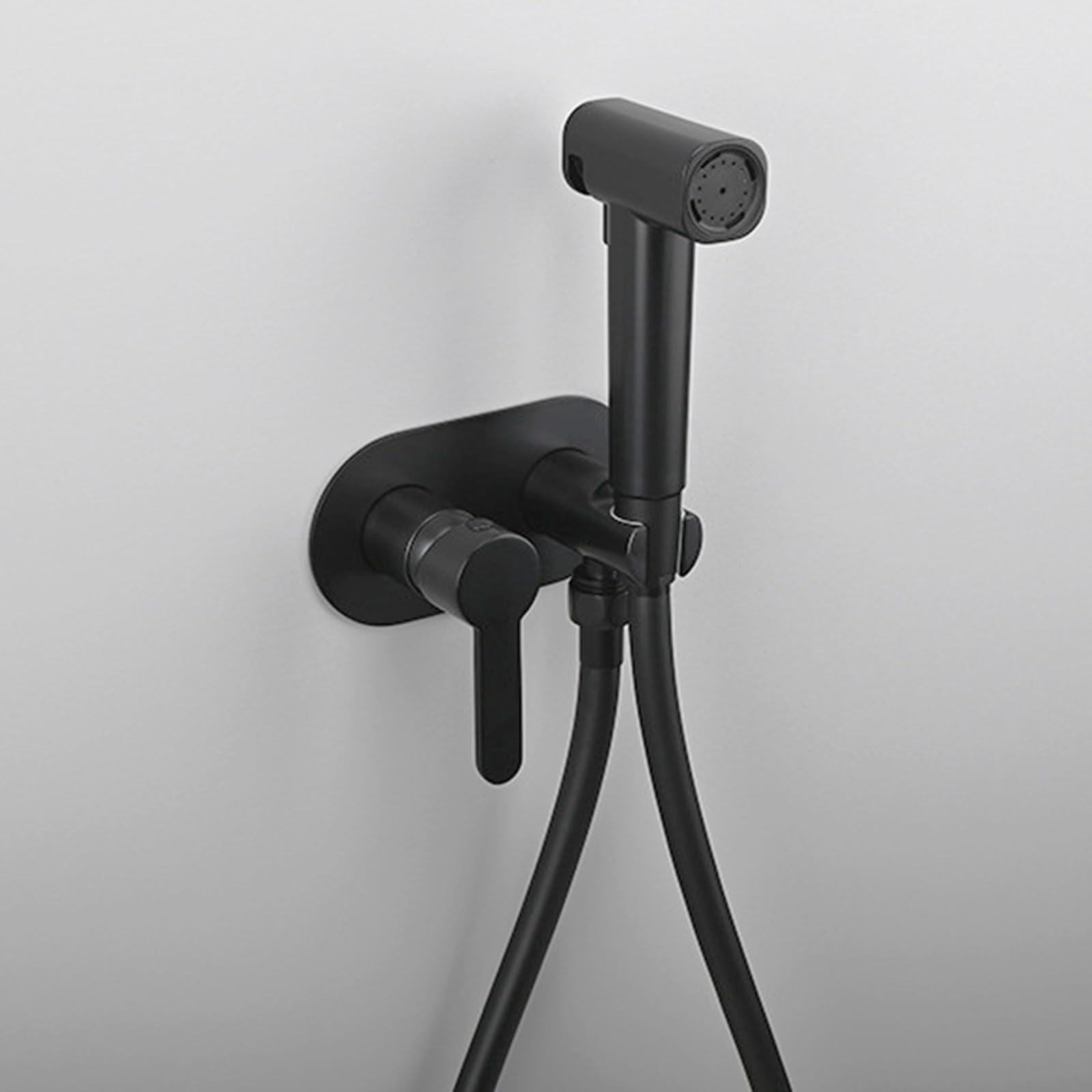 Pommeau de douche chromé pour bidet avec tuyau et support noir