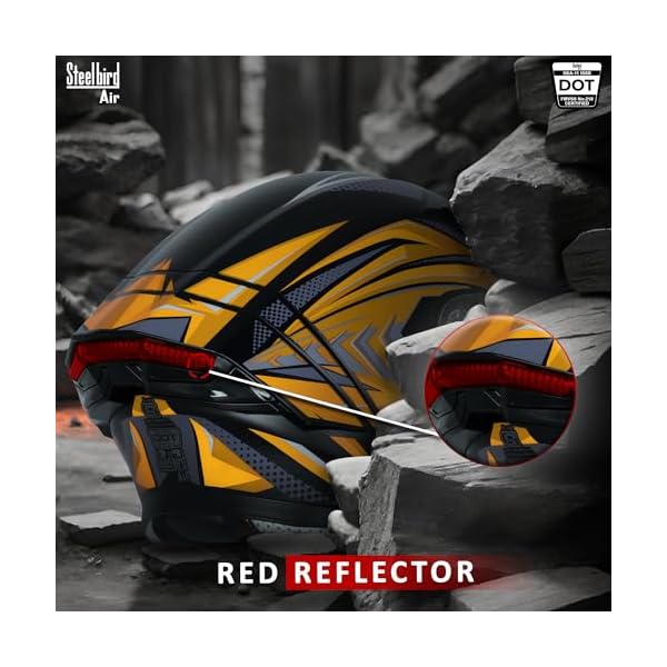 Steelbird SBA-11 Tornado Red Reflector ISI and DOT Certified Full Face Graphic Helmet for Men