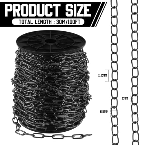 Image of Yaocom 1 /12 inch Chandelier Chain 100 ft Metal Hanging Chains Fixture Chain Decorative Chain Light Duty Chain Utility Chains for Hanging Plants, Basket, Light Fixture, Chandelier, Lamp