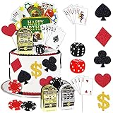 Morofme 21 PCS Casino Cake Decorations Slot Machine Toy Cake Toppers Poker CupCake Topper Casino Happy Birthday Cake Topper Poker Chips Dices Dollar Sign Las Vegas Themed Birthday Party Supplies