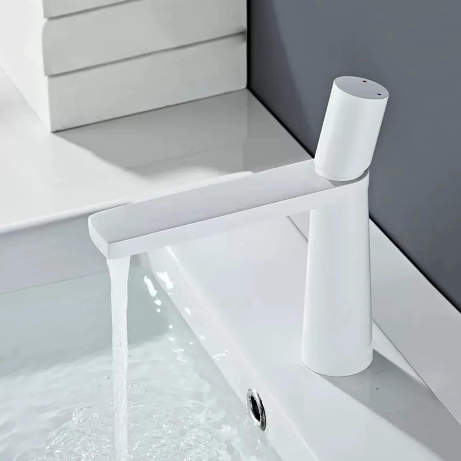 Robinet de lavabo blanc anti-calcaire en laiton mitigeur de bassin LWX