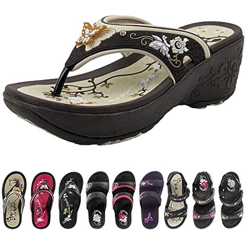 Gold Pigeon Shoes Women's Wedge Flip Flops Cover