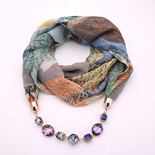 Vintage Ethnic Women's Scarf Crystal Bead Pendant Accessory Necklace Soft Infinity Scarves(sc005)3