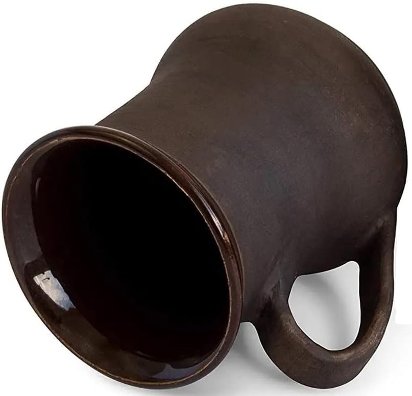 Handmade Clay Coffee Mugs Diner Potbelly Coffee Mug Earthenware 6oz(200ml) - Nordic Coffee Mug Ceramic Coffee Mug - Rustic Tea Unglazed Clay Cup - Stone Coffee Mug Diner Mugs for Coffee