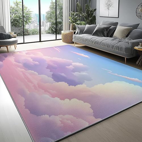 Tapis de salon lavable en machine rose antidérapant 50x80