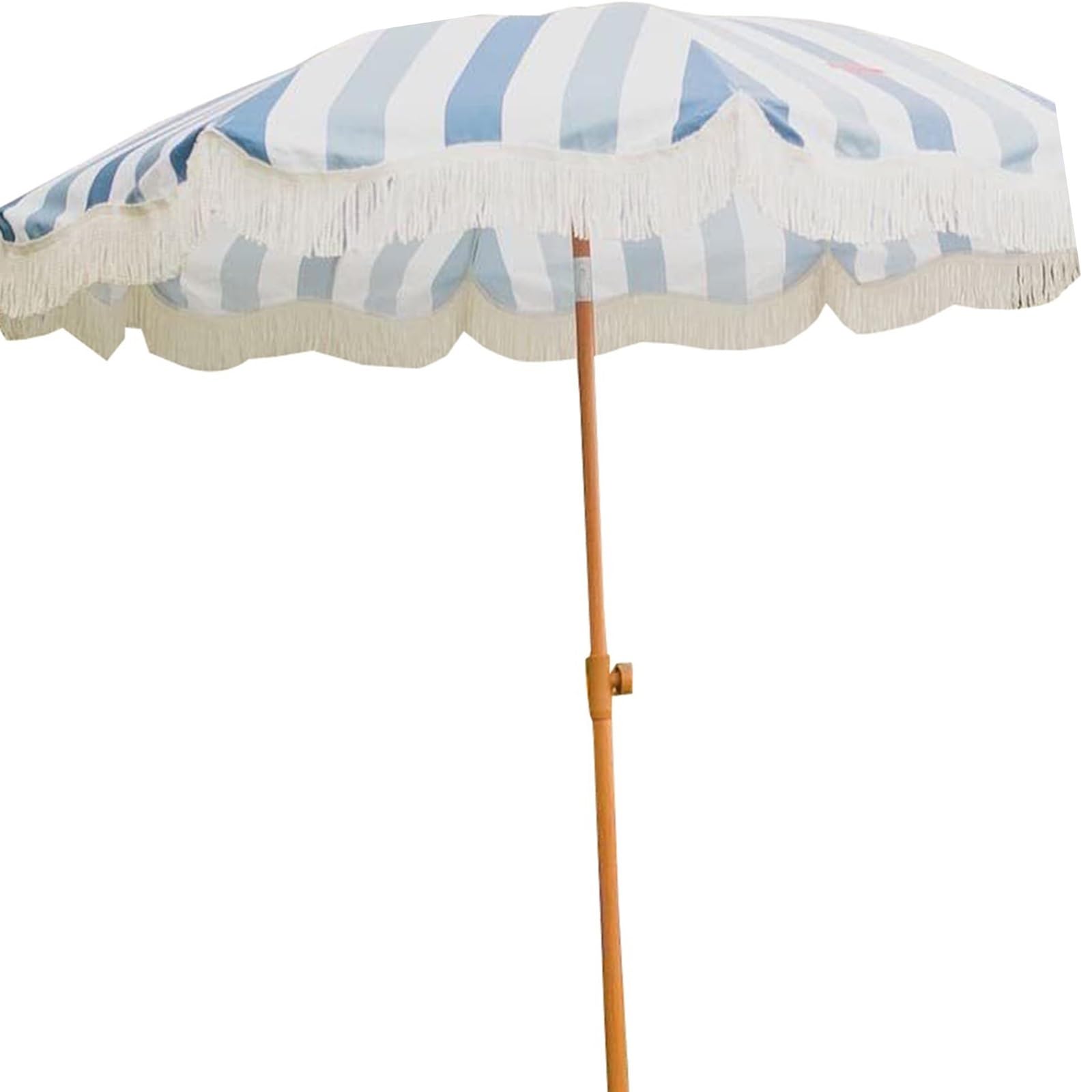 Ombrello da giardino con apertura a bottone, impermeabile, con nappa, asta e stecche in legno, con borsa per il trasporto, per terrazza e piscina