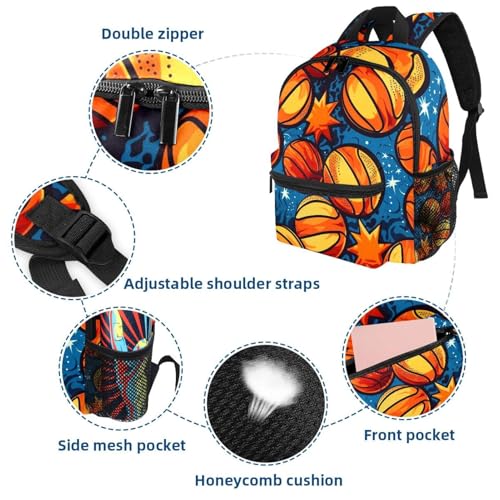 Sac à dos enfant léger préscolaire motif basket 30 cm - 3