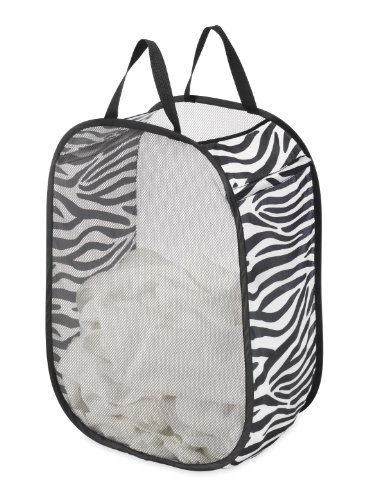 Whitmor Pop and Fold Laundry Bag Hamper Zebra