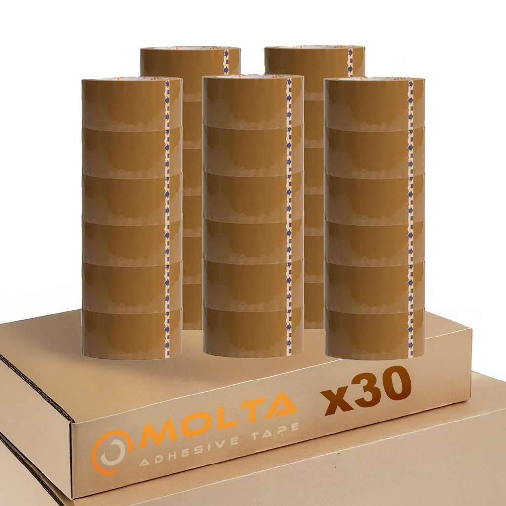 MOLTA SOLVENTA przezroczysta taśma do pakowania 48 mm x 120 m | taśma kartonowa | taśma do pakowania paczek i kartonów – 30 rolek | drapak syntetyczny