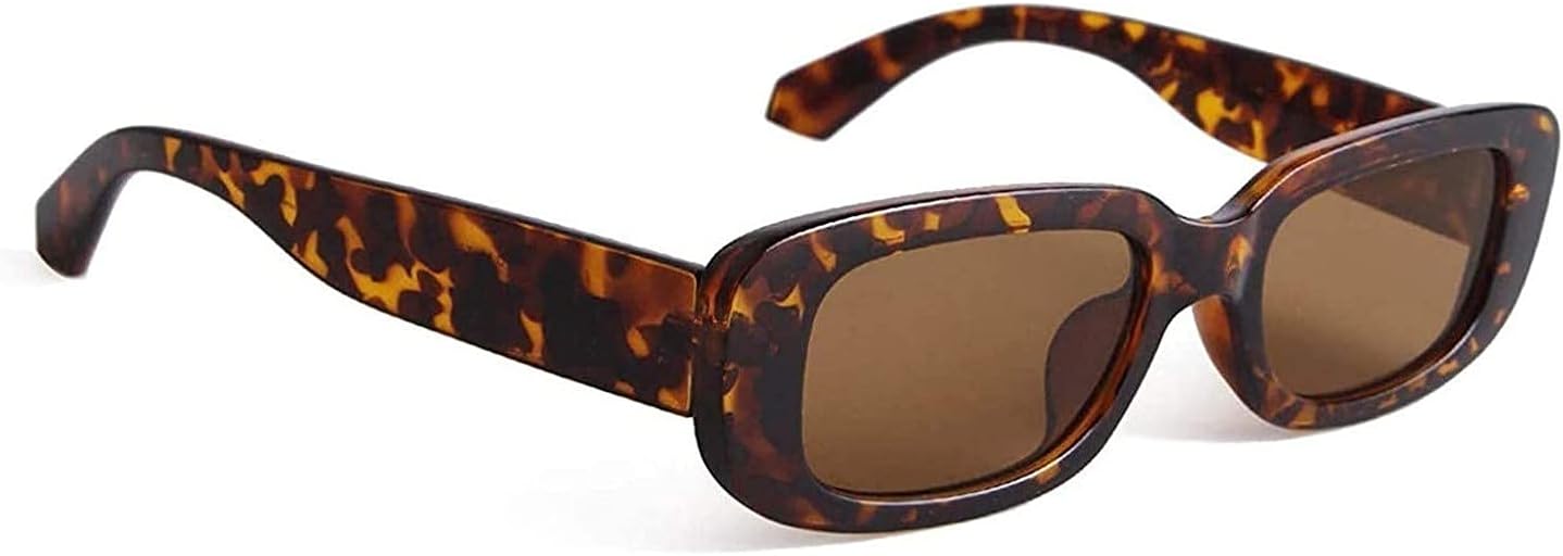 UV Protected Rectanglular Retro Driving Narrow Square Frame Sunglasses for Women
