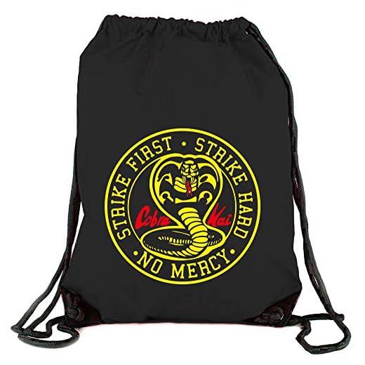 Camisetas EGB Bolsa Mochila Cobra Kai Karate Kid ochenteras 80´s Retro (Negro)