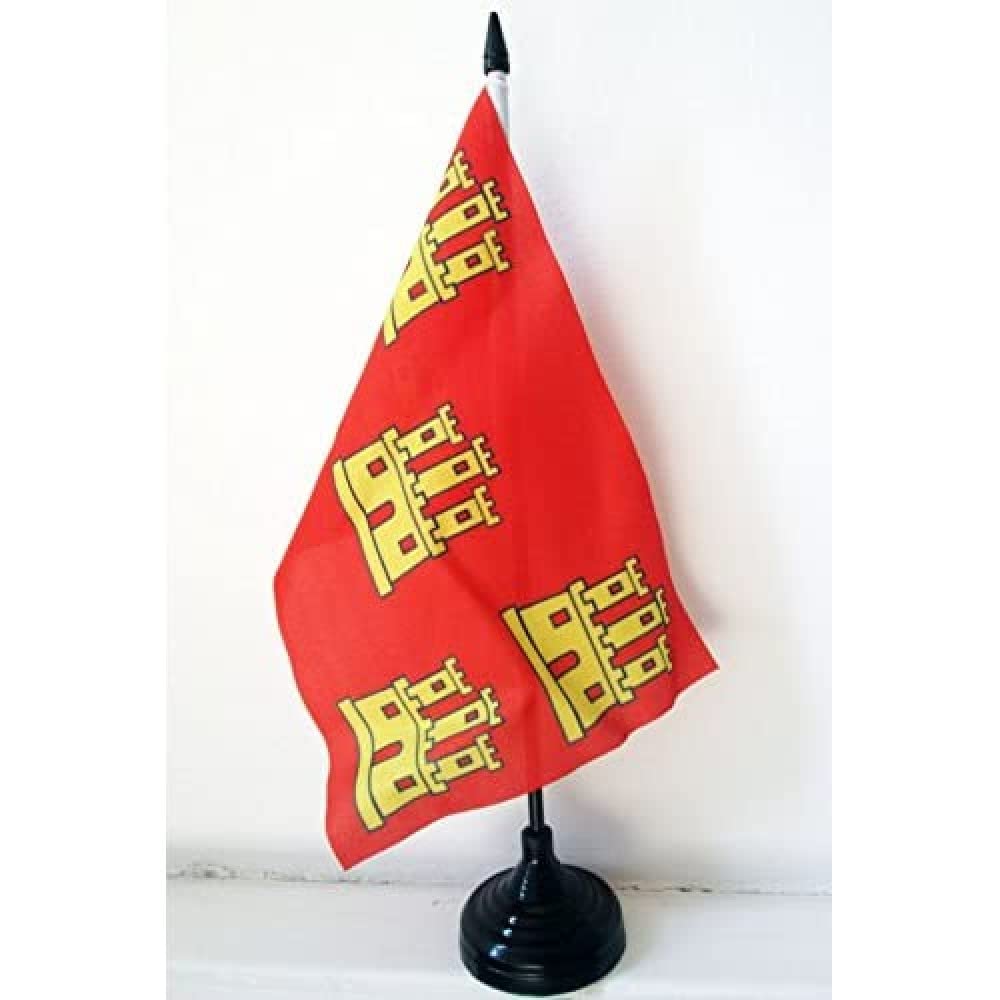 AZ FLAG Poitou-Charentes Table Flag 5'' x 8'' - French region of Poitou-Charentes Office Decoration 100% Polyester 21 x 14 cm - Mini Desk Flag with Pole and Black Plastic Base — image 1