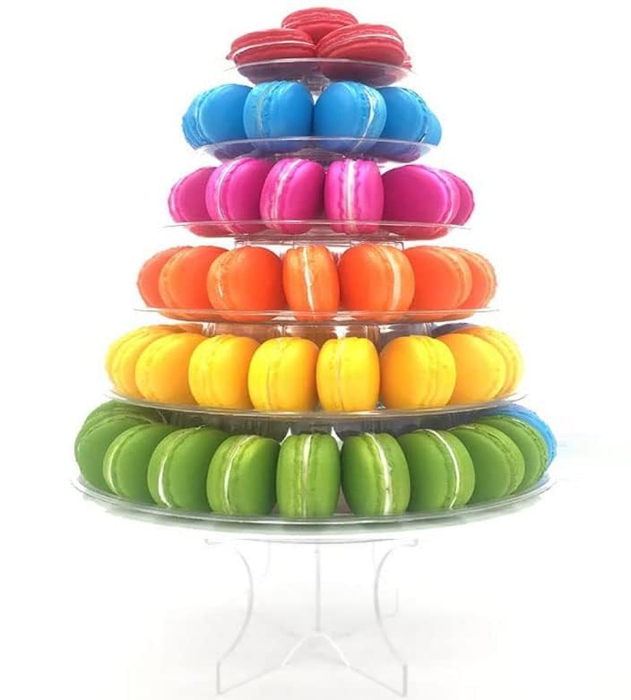 Cheerico 6 Tier Round Macaron Tower Macaron Stand to Hold 90 Macarons with Acrylic Riser Legs Clear MCR-STAND 0