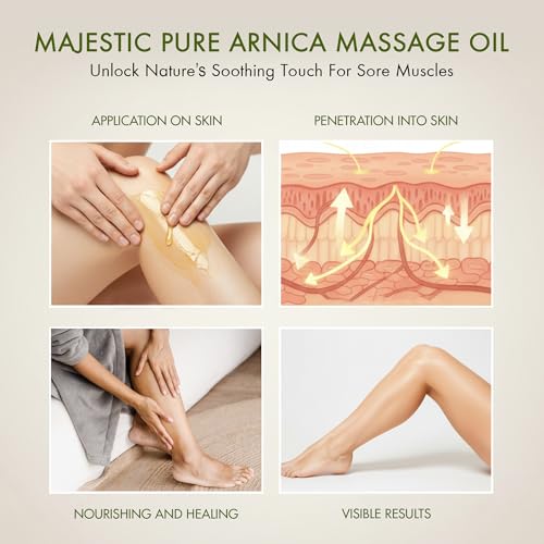 Image of Majestic Pure Arnica Massage Oil for Massage Therapy-Refreshing & Relaxing-Natural Oils Lavender & Chamomile Essential Oils-All Skin Types- Men & Women Massage Lotion- 8 fl oz