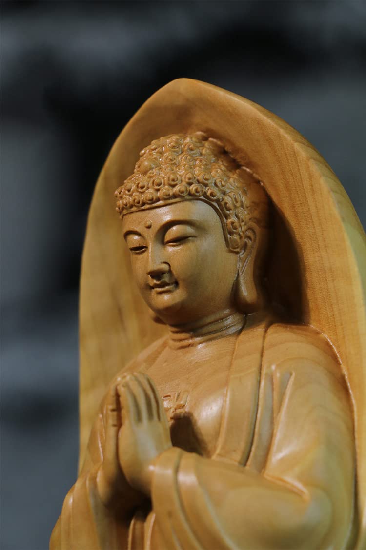 Amazon｜木彫り 仏像 釈迦如来像 立像 高級天然ツゲ木彫り お釈迦様