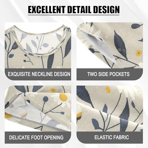 senya Short Sleeve Pajamas Sets Summer Cotton Sleepwear Tile Color Flower Gray4