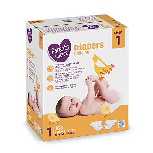 Branded Parent's Choice Diapers, Size 1, 168 Diapers, Weight 8-14lbs - Branded Diapers