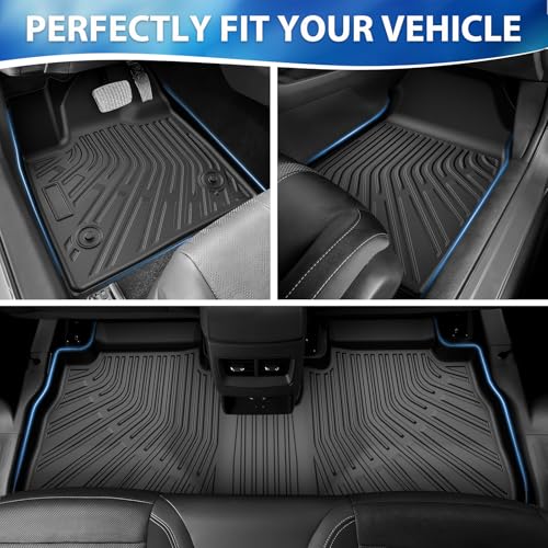 FIILINES Floor Mats for Chevrolet Chevy Equinox EV 2024 2025 2026 (Non Fuel), All Weather Waterproof TPE Floor Liners Cargo Liner and Backrest Mat Accessories for Equinox EV Black by FIILINES - Image 3