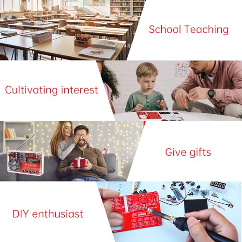 Image of Diymore DIY FM Radio Kit, Soldering Practice Electronics Project, Transparent Case, with PCB, Speaker, Digital Display, for Beginners & STEM Learning